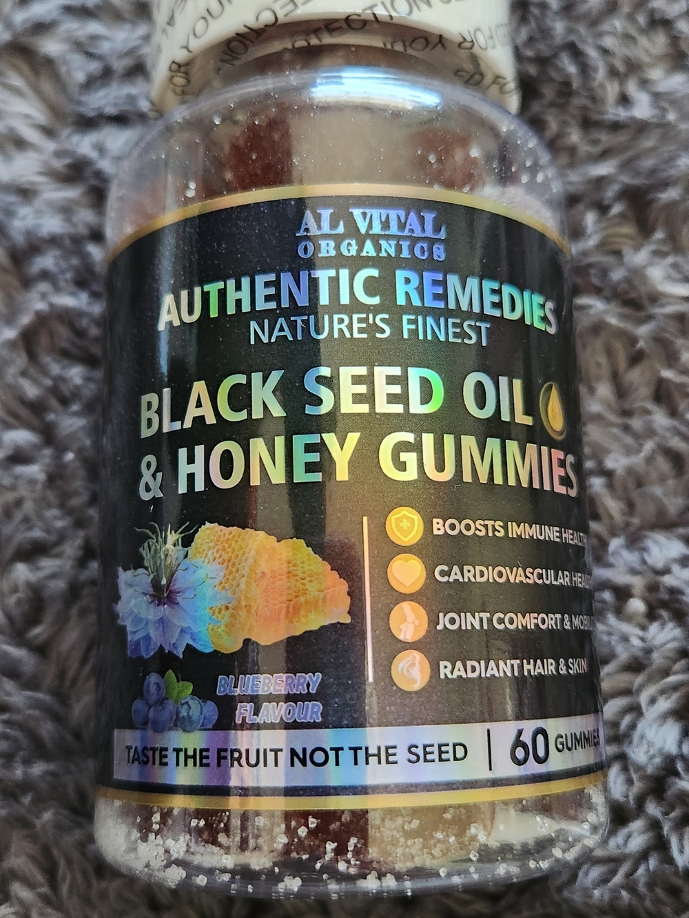 AL VITAL Organics Black Seed Oil & Honey Blueberry Gummies